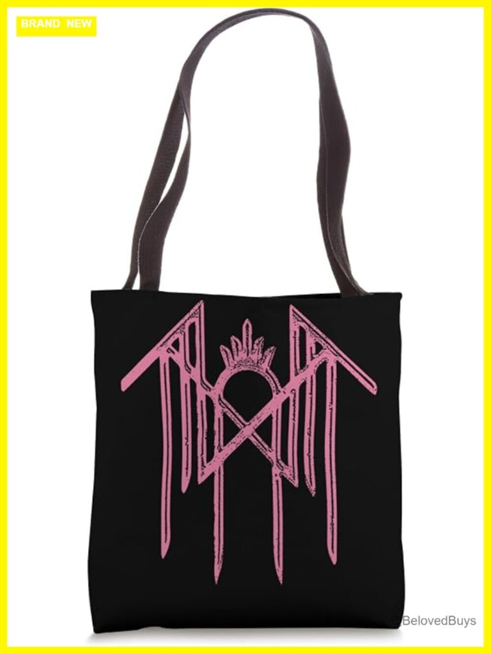 Gothic Black Tote Bag with Cotton Webbing Handles